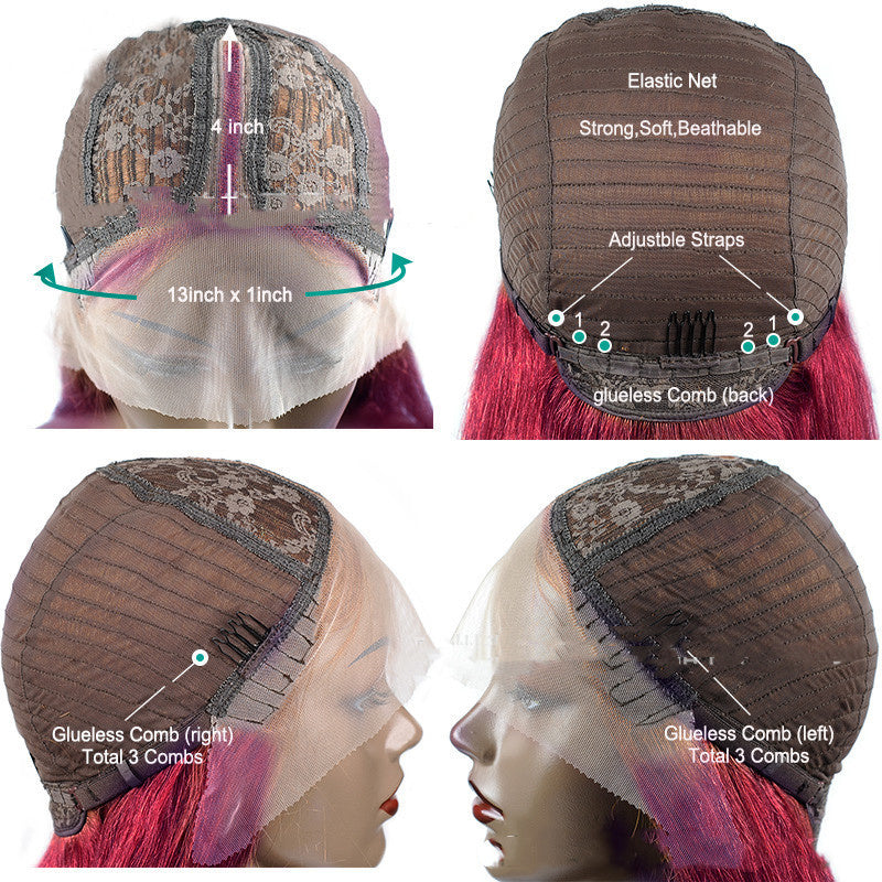 Perruque Courte Droite Colorée 1B-99J - Cheveux Naturels Ombrés ConiWell