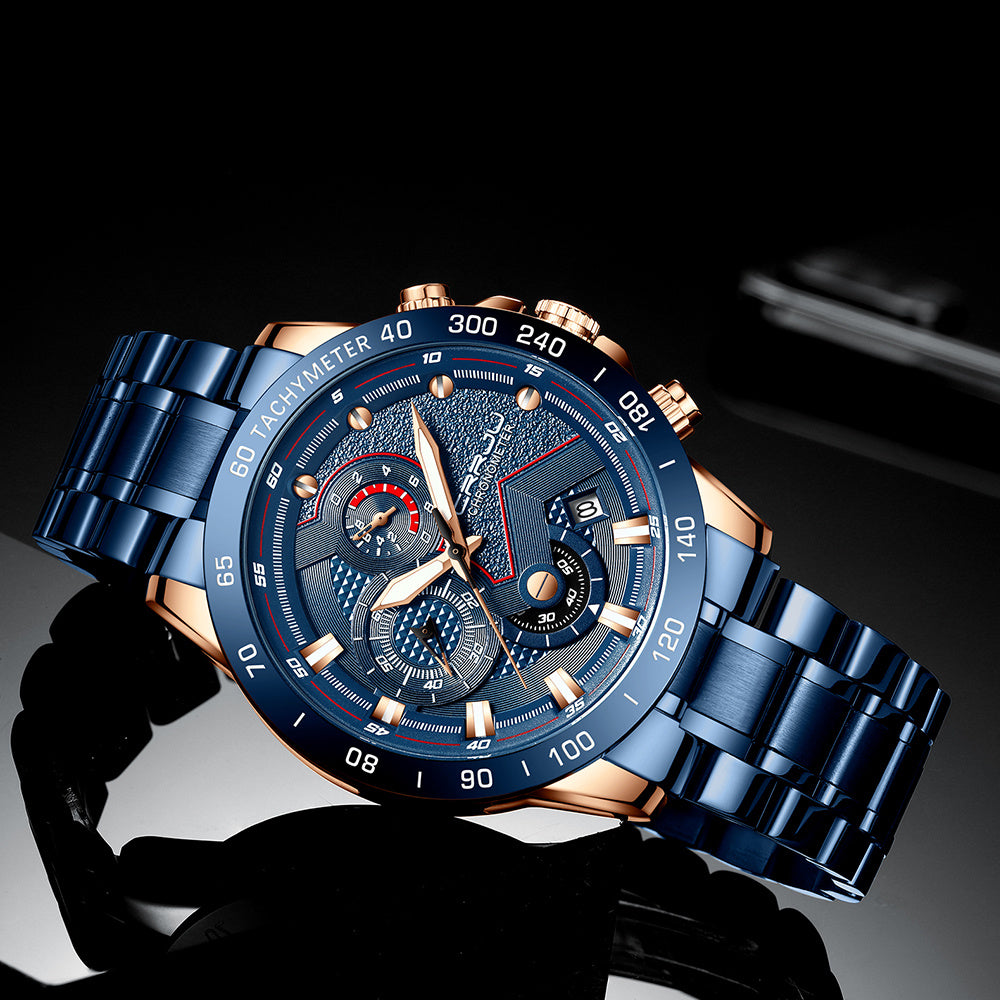 Montre Homme Bleu Royal Multifonction - Acier Inoxydable ConiWell