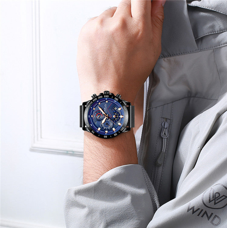 Montre Homme Bleu Royal Multifonction - Acier Inoxydable ConiWell