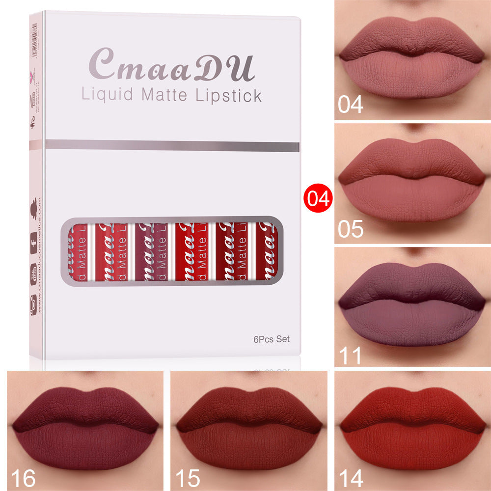6 boîtes de rouge à lèvres mat antiadhésif imperméable gloss
