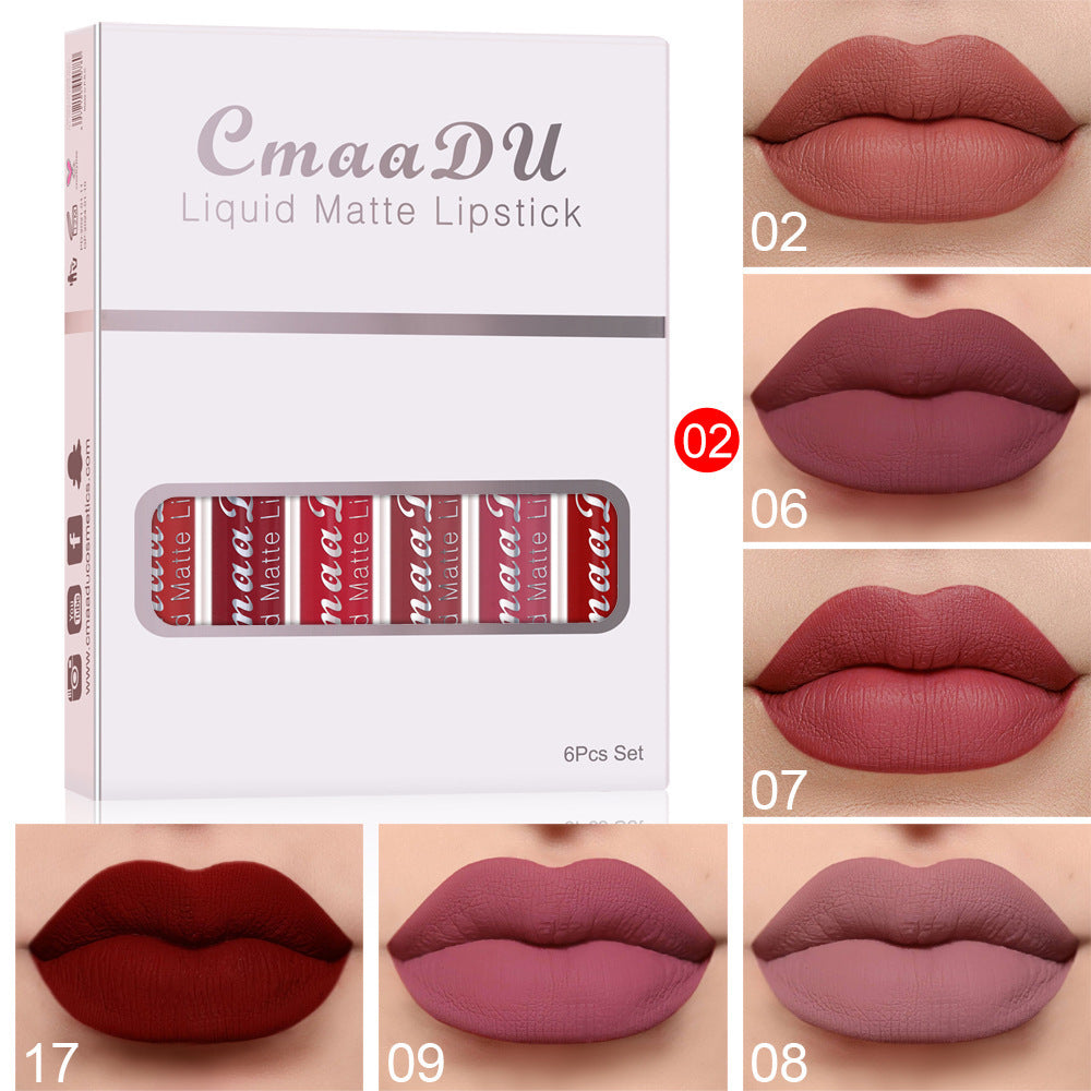 6 boîtes de rouge à lèvres mat antiadhésif imperméable gloss