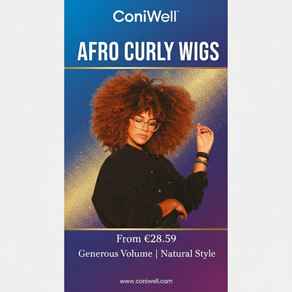 Visuel Afro Curly Wigs avec perruque orange ConiWell